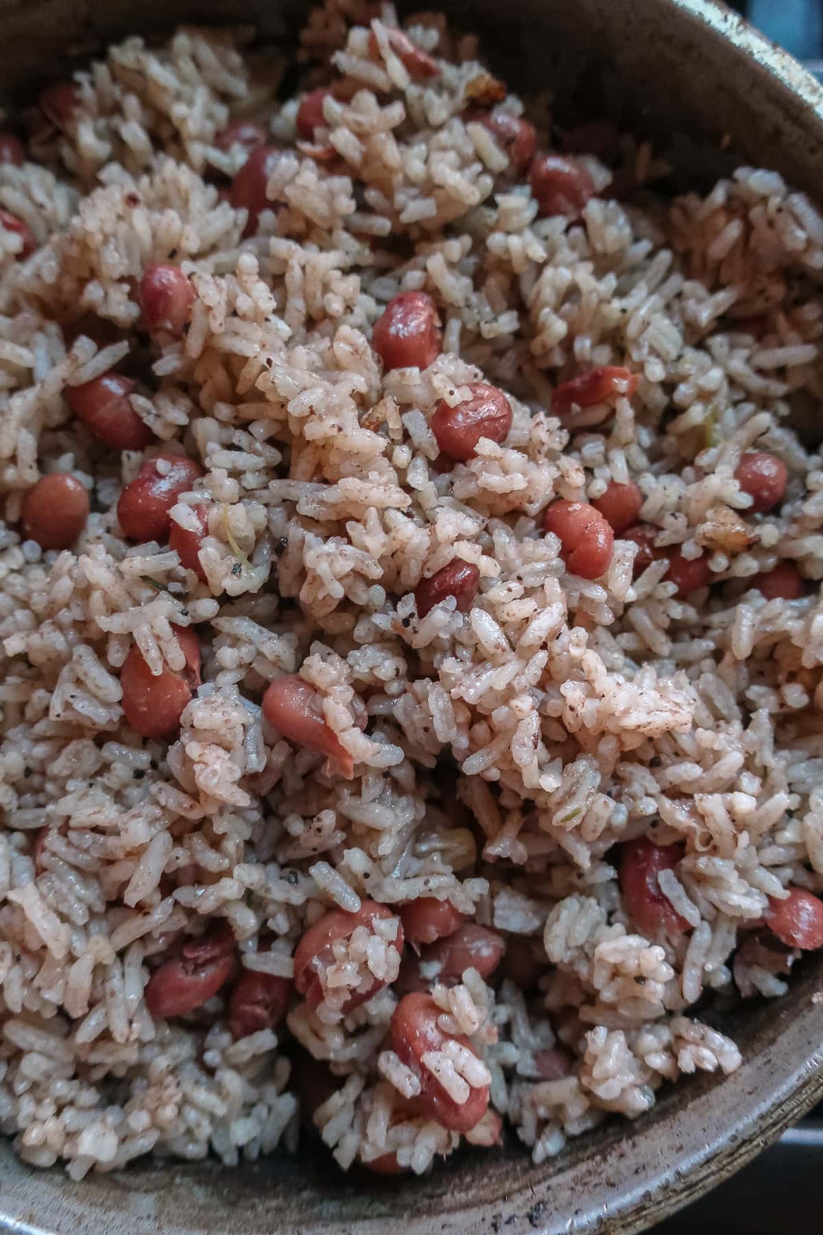 jamaican rice and peas in pot