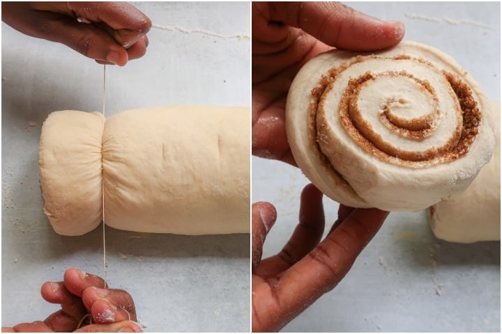 How to cut perfect vegan cinnamon rolls