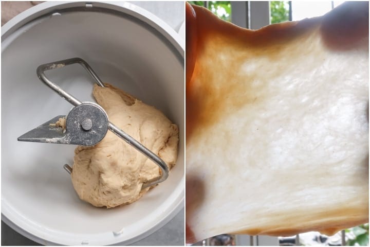 Window pane test for bread dough