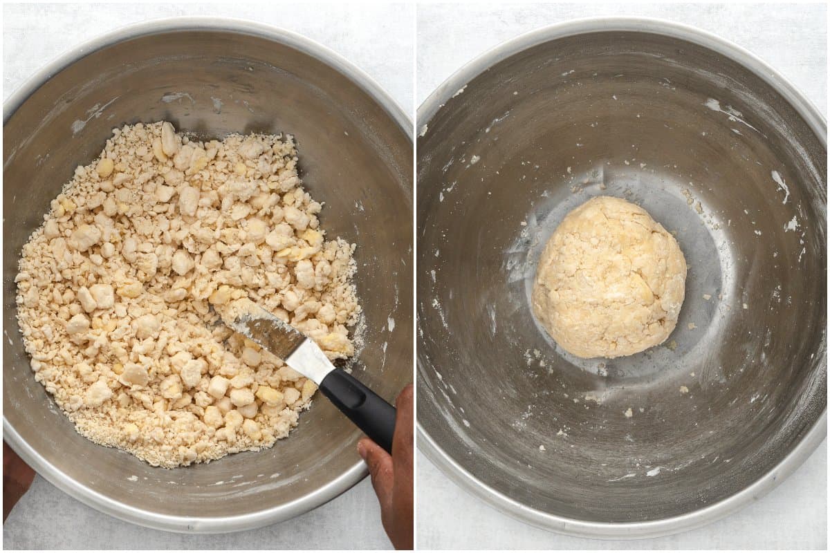Pie dough in mixing bowl
