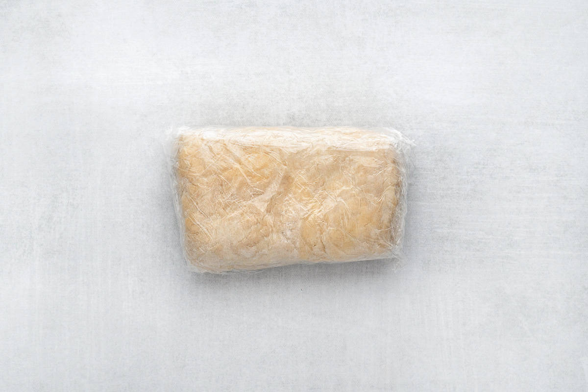 Pie dough wrapped in cling film