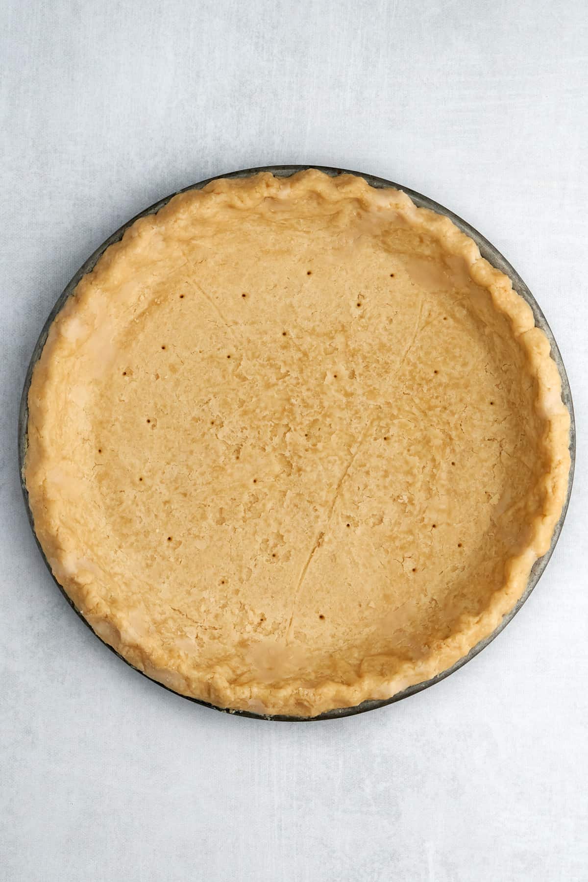 Baked pie crust without filling.